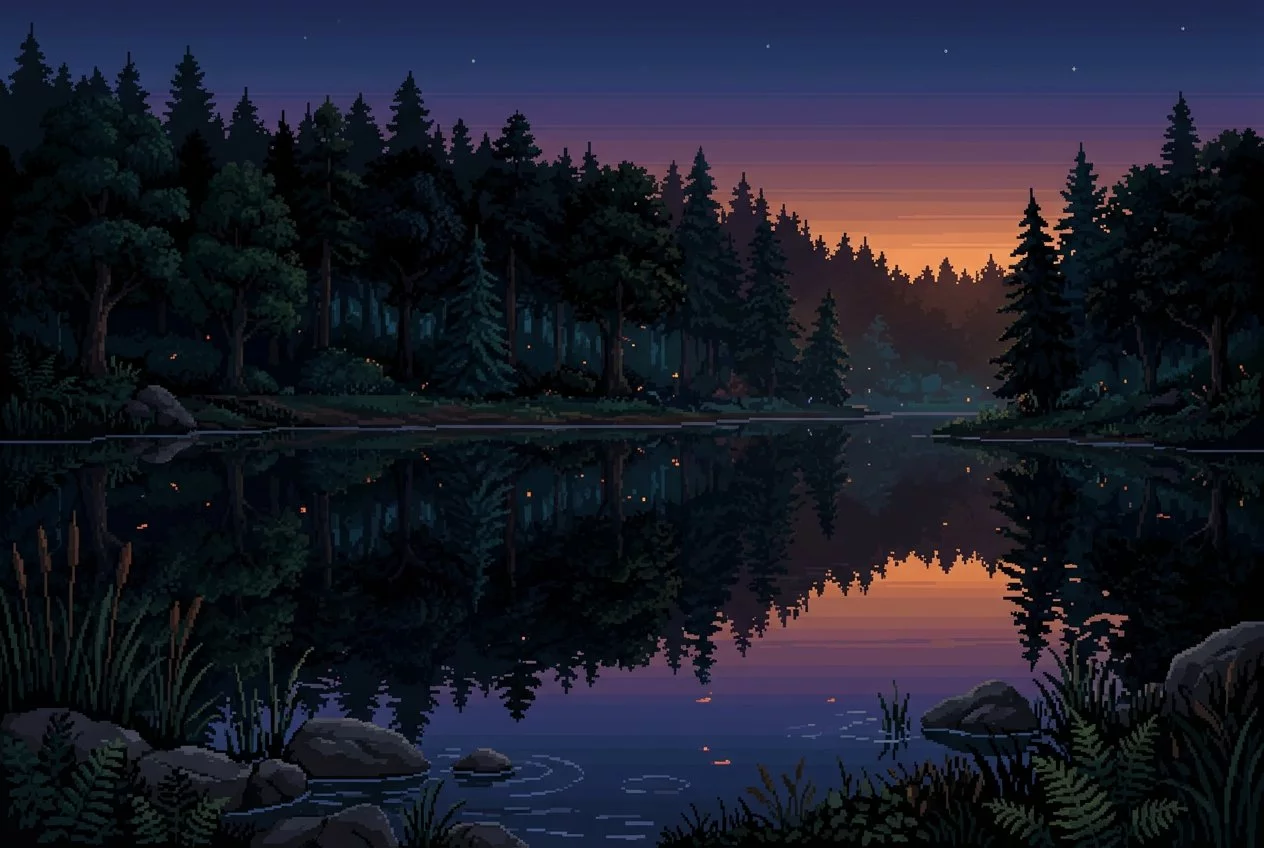 Mysterious forest reflection