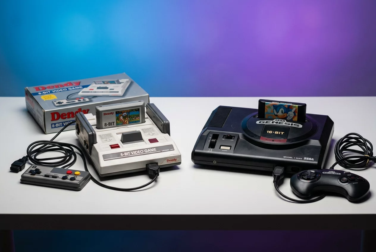 Retro gaming consoles Dendy and Sega