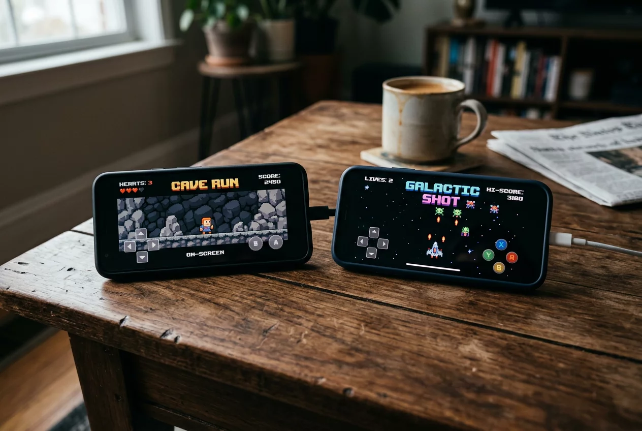 Smartphones running 8-bit games